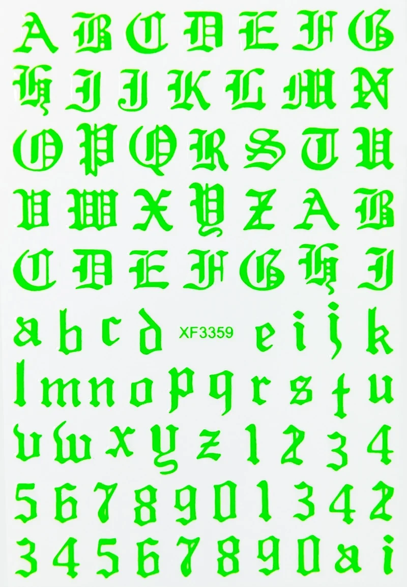 3D New Fashion Old English Font Manicure Design Black Nail Art Stickers Manicure Decal Stickers for Nails Decal Decoration-Nail Inspo