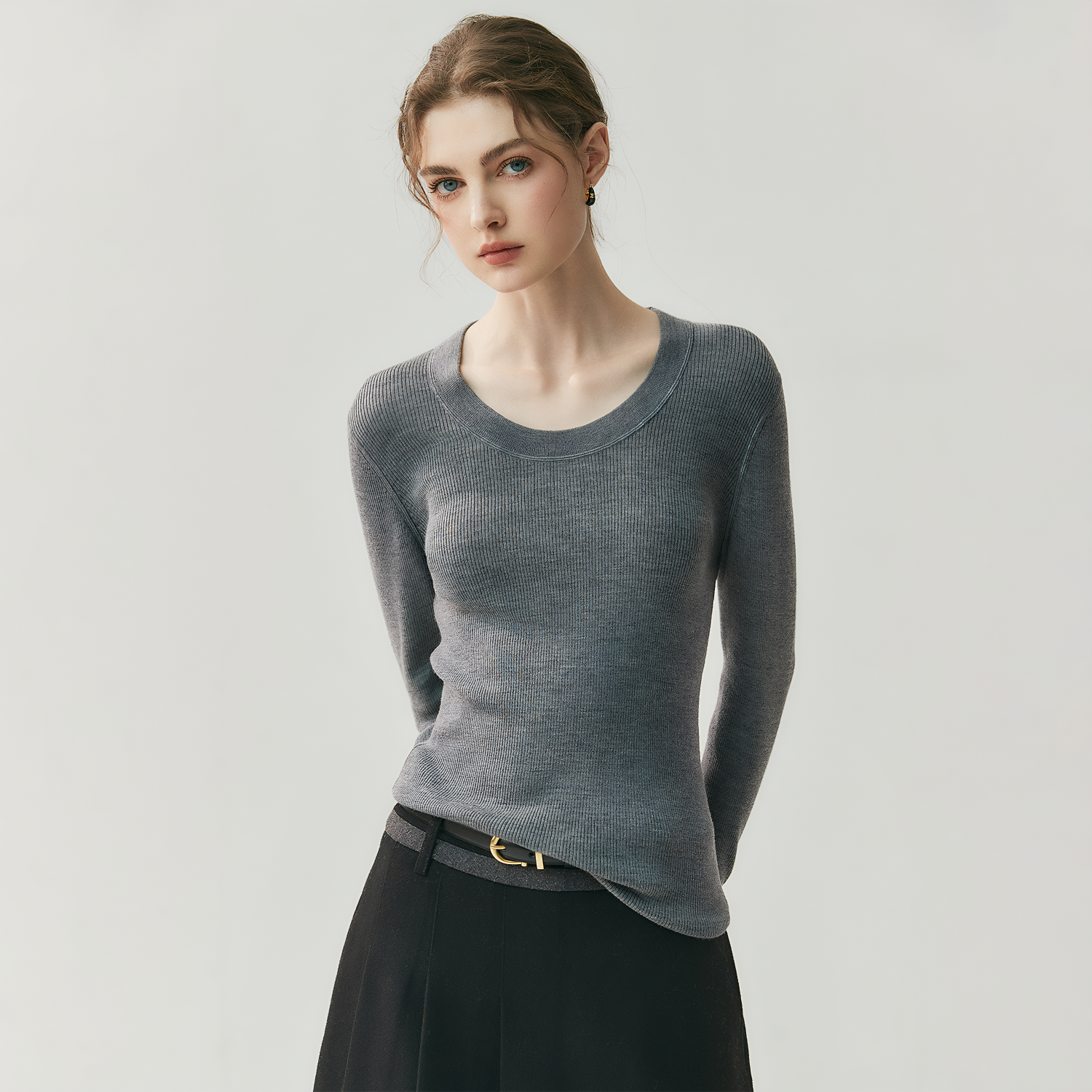 Women's Fine-Gauge Cashmere Top | Slim-Fit REAL SILK LIFE