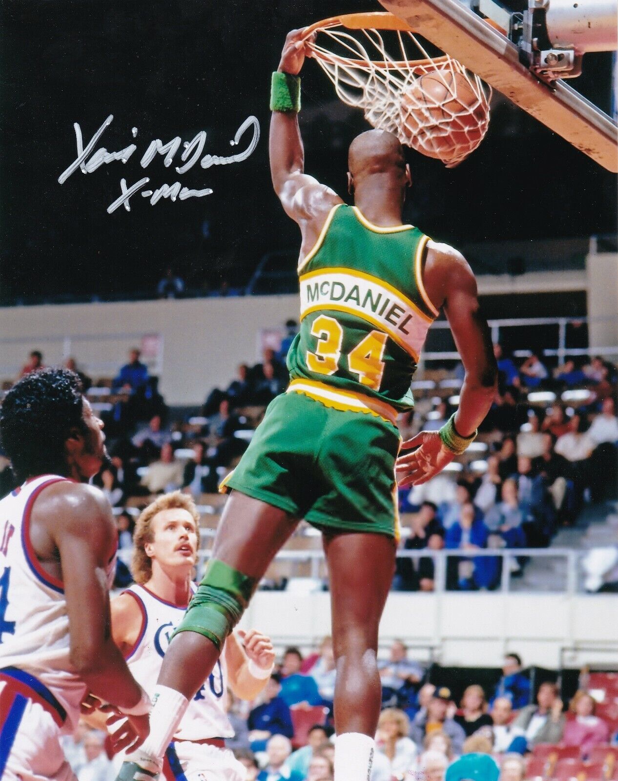 XAVIER MCDANIEL SEATTLE SUPERSONICS ACTION SIGNED 8x10 Photo Poster painting