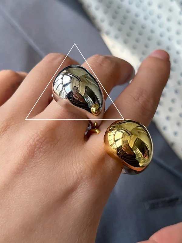 Solid Color Geometric Rings Accessories