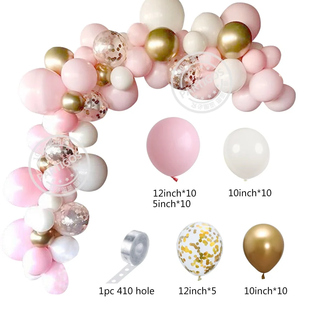Christmas Gift Pink Gold Dot Disposable Tableware Party Decorations Balloons Garland Arch Kit Baby Shower Birthday Party Decorations Supplies
