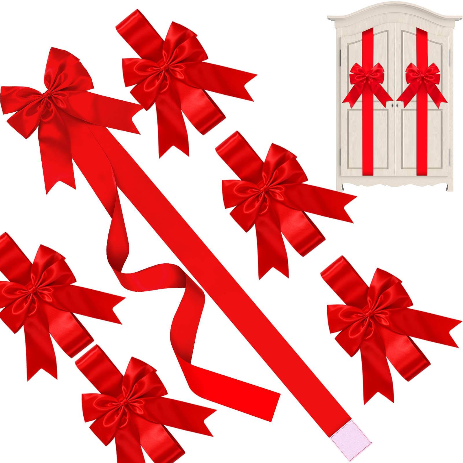 Christmas Cabinet Ribbons Bows (8 PCS)