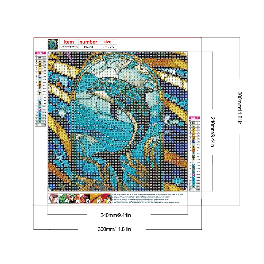 Diamond Painting - Full Round Drill - Stained Glass Dolphin(30*30cm)