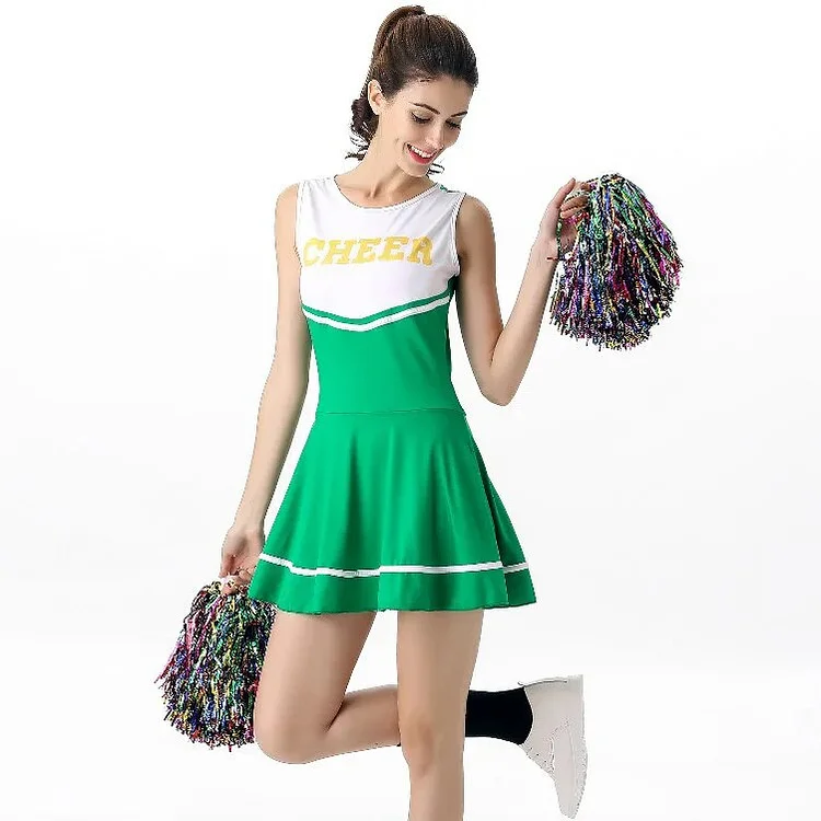 【Wetrose】In Stock Cheers Dress Costume Cheerleading Uniform Cheerleader Pompoms School Sports Day Meeting Race Match Cheering