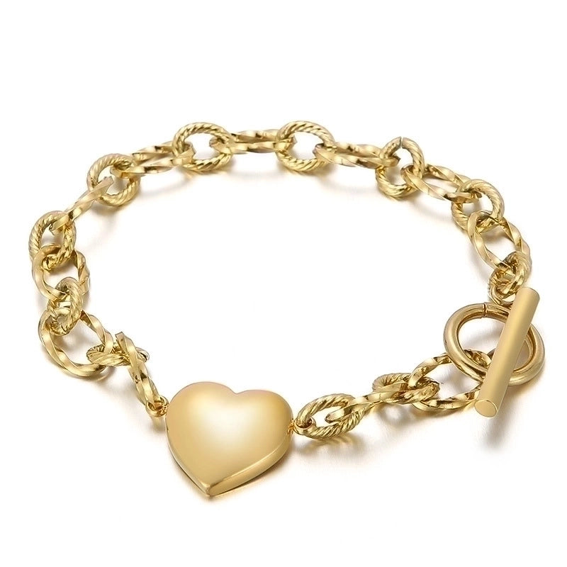 Fashion Heart Titanium Steel 18K Gold Plated No Inlaid Bracelets In Bulk