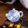 Windproof Pink Flame Blue And White Porcelain Handle Teapot Lighter Decompression Rotation