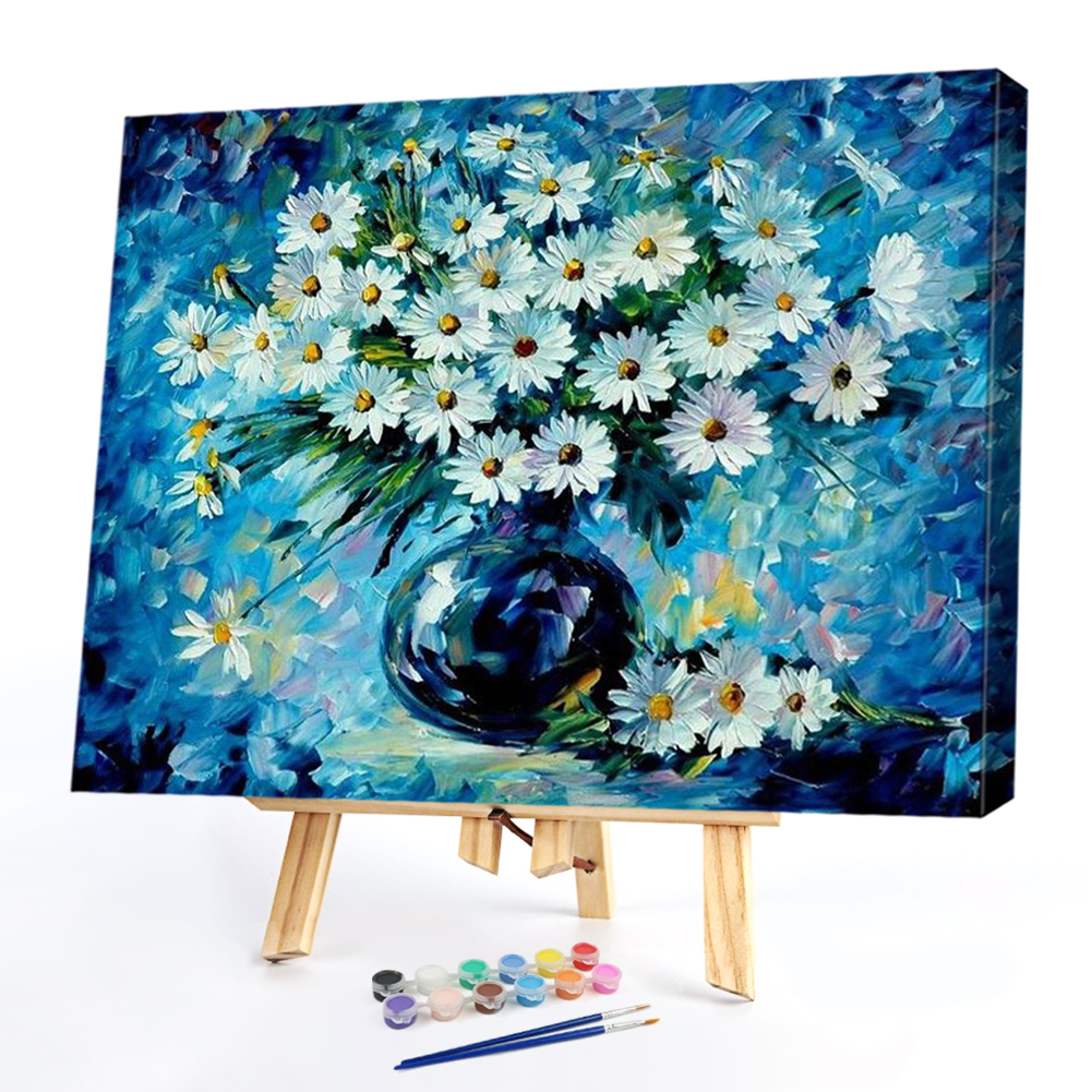 

50*40CM - Paint By Numbers - White Chrysanthemum, 501 Original
