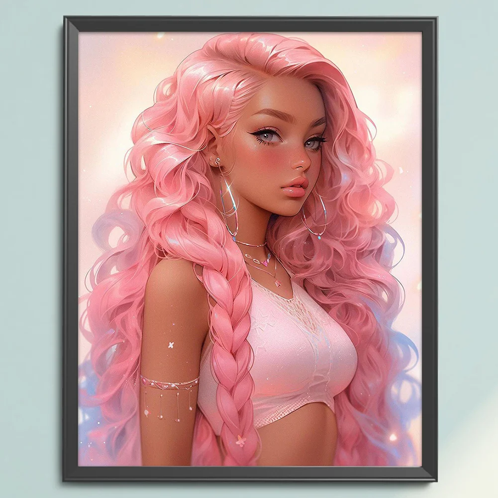 11CT Full Stamped Cross Stitch - Girl(Canvas|50*50CM)