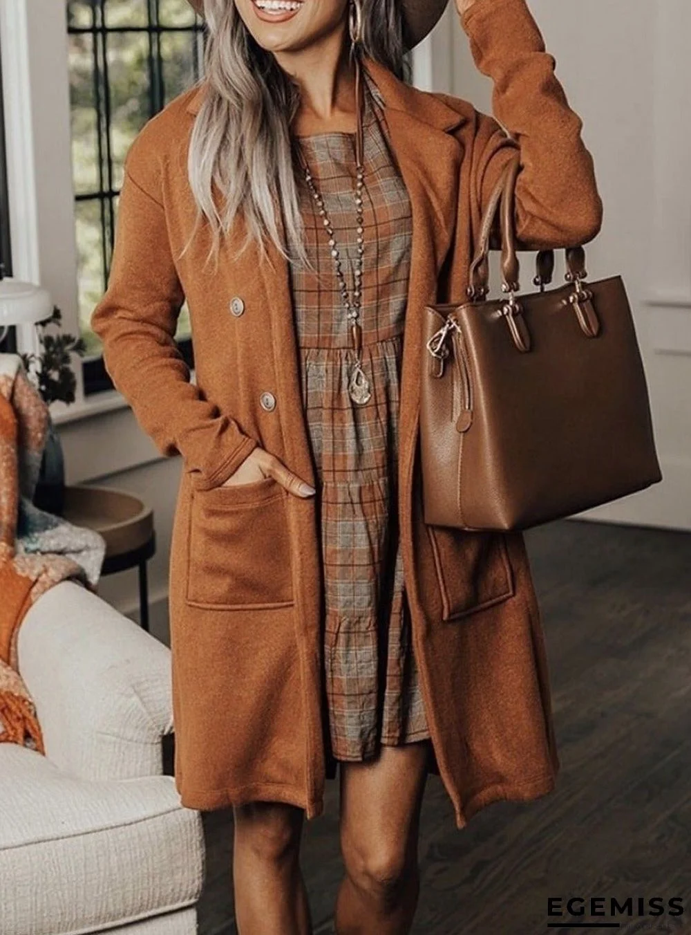 Casual Solid Color Pocket Coat Women | EGEMISS