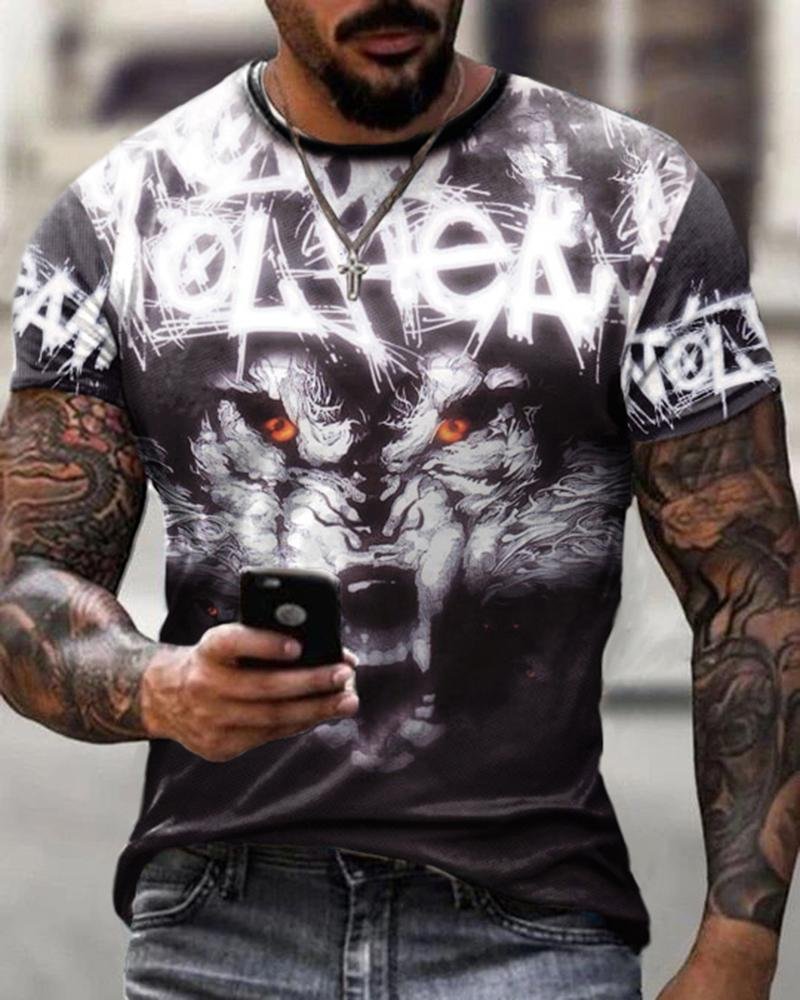 Men Print Casual T-shirts-36