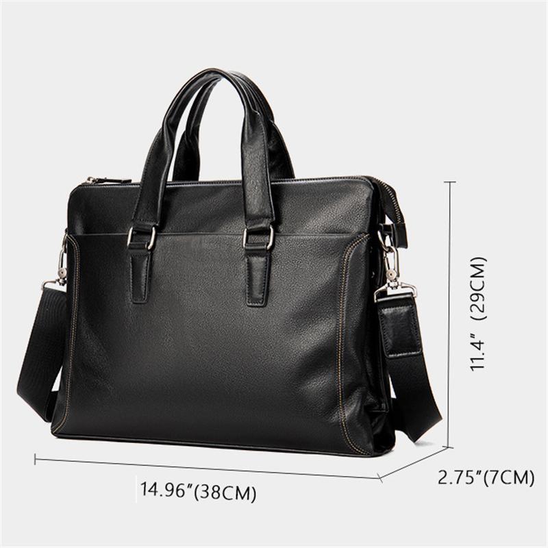 Premium Quality Leather Roomy Interior Multiple Compartment Top Zip Workbag