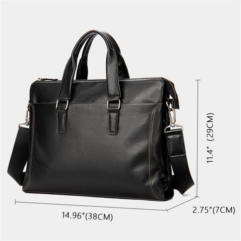 Premium Quality Leather Roomy Interior Multiple Compartment Top Zip Workbag