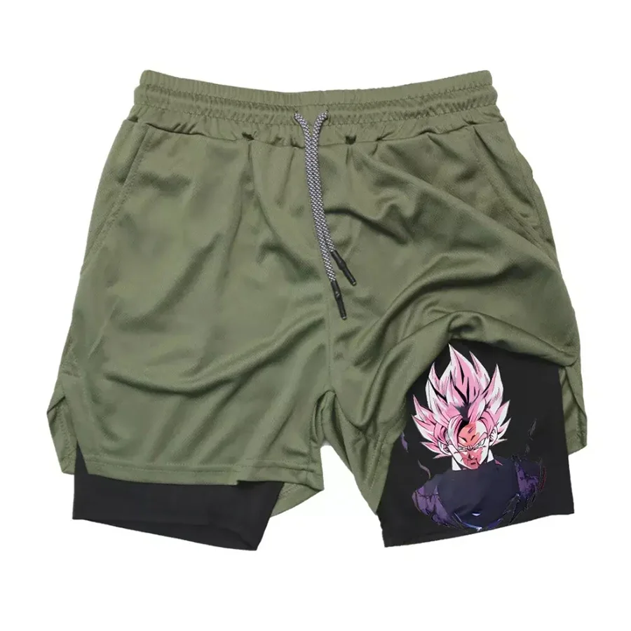 Dragon Ball Z Super Saiyan Print Men's All-In-One Fitness Shorts