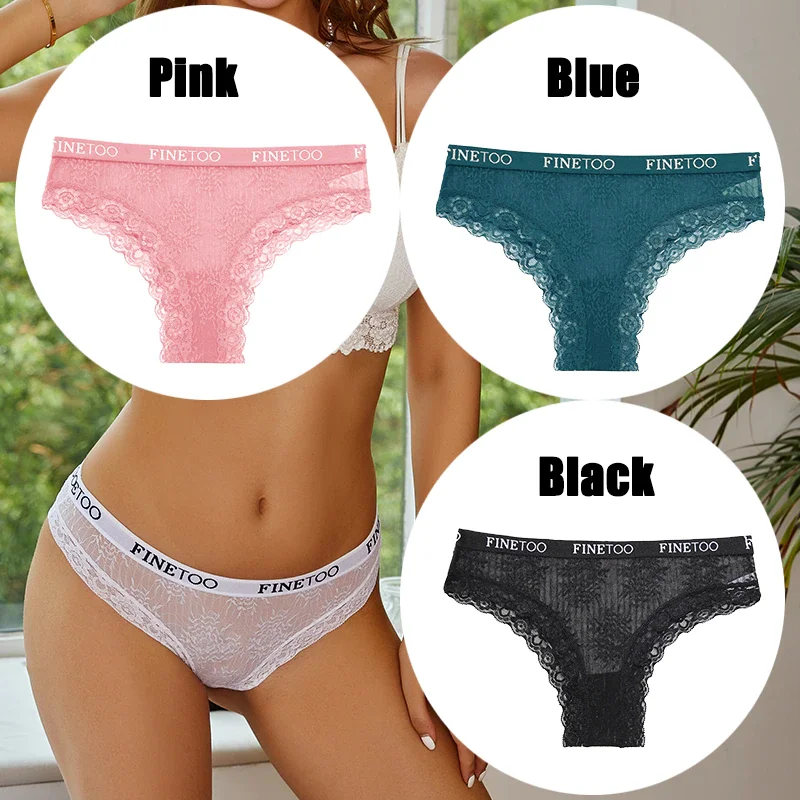 Billionm FINETOO Women Sexy Lace Panties Floral Perspective Underwear Intimates Brazilian Pant Female Breathable Thong Soft Lingerie