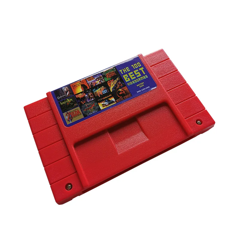 16 Bit Game Card - Super 100 in 1 Classic Collection SNES Multicart Super NES Games Cartridge for Retro SNES Game Console | English Language NTSC US Version