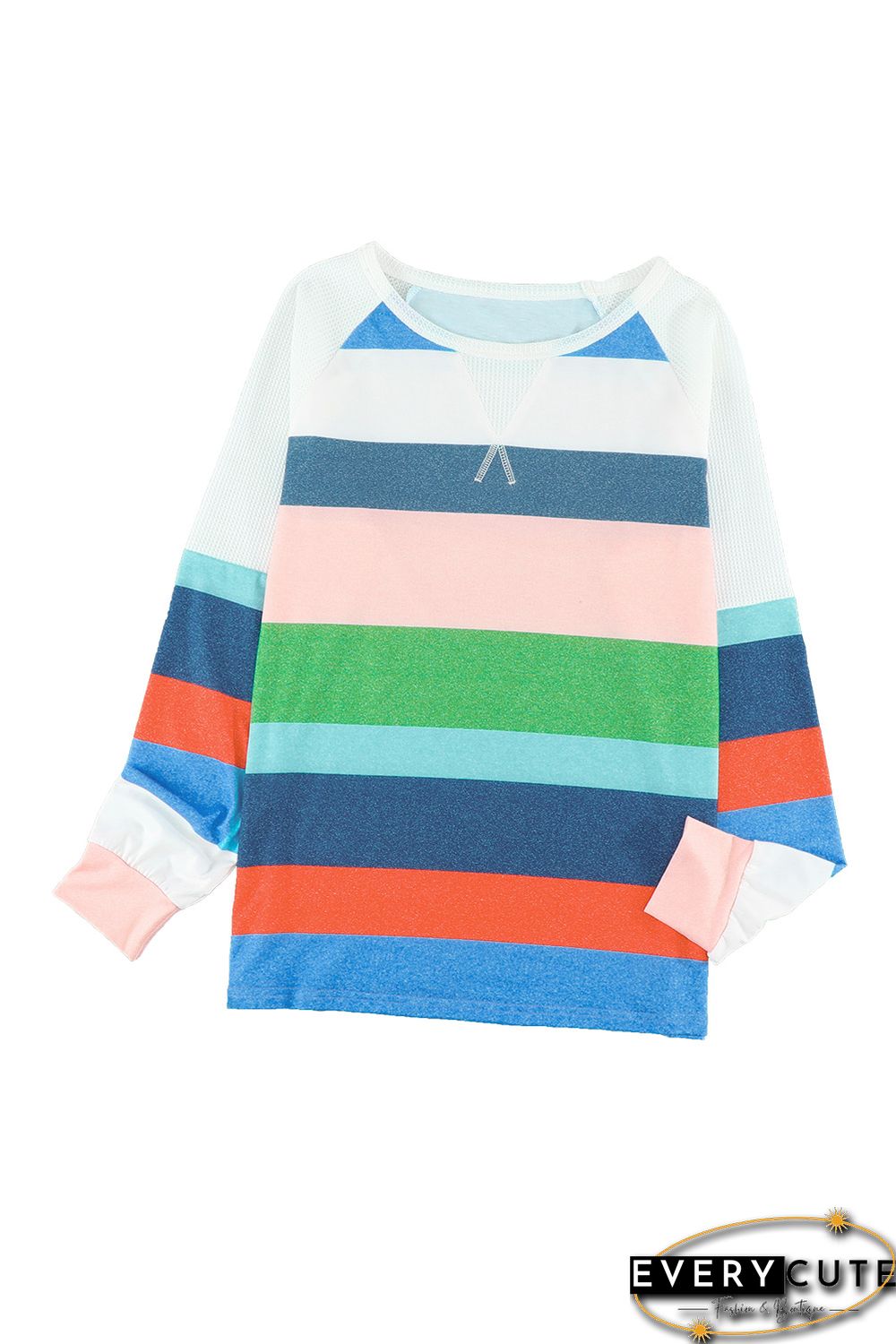 Striped Color Block Long Sleeve Blouse