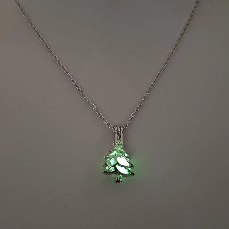Luminous Hollow Diy Cage Christmas Tree Women’s Necklace