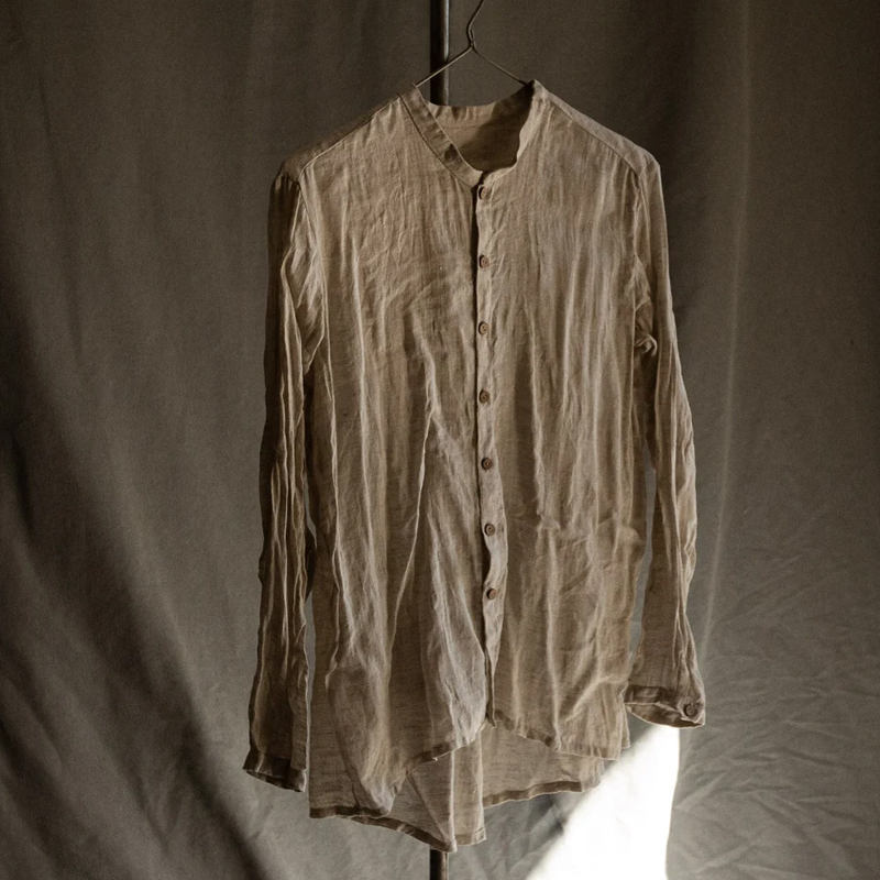 Men's Natural Khaki Linen Shirt