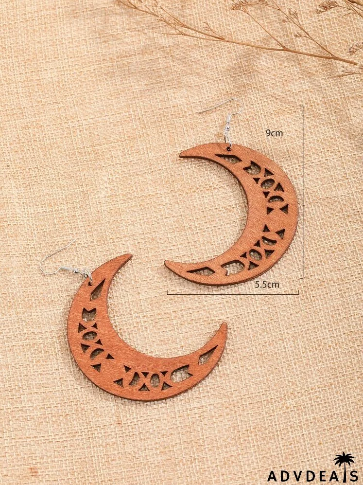 Hollow Out Moon Drop Earrings