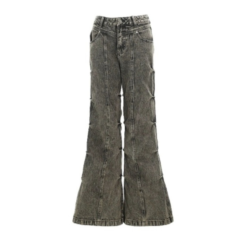 Gamezplane fall outfits Grey Jeans Vintage Streetwear Korean Kpop 90s Aesthetic Denim Trousers Harajuku High Waist Pants Fashion Y2k 2000s Chic