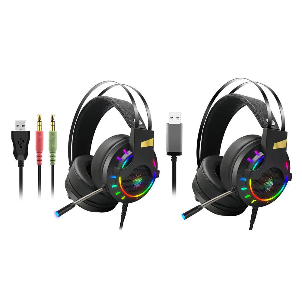 

K3 3.5mm USB 7.1 Wired Gaming Headphone RGB Audio Over-Ear Headset with MIC, 501 Original