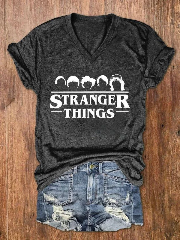 Women's TV Print V-Neck T-Shirt