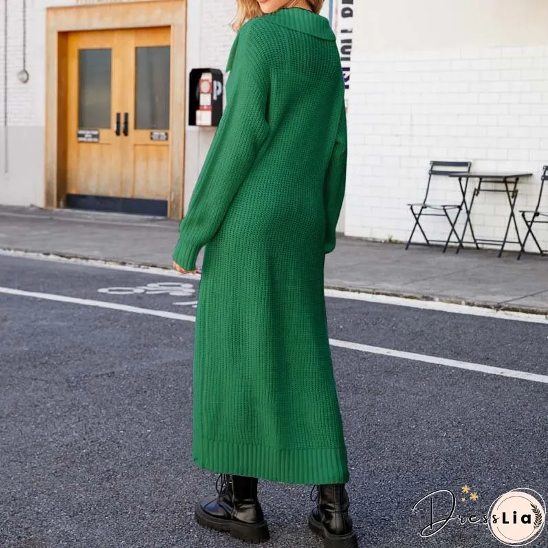 Casual Solid Colour Long Cardigan