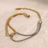 Minimal Golden Silver Knot Waterproof Bracelet
