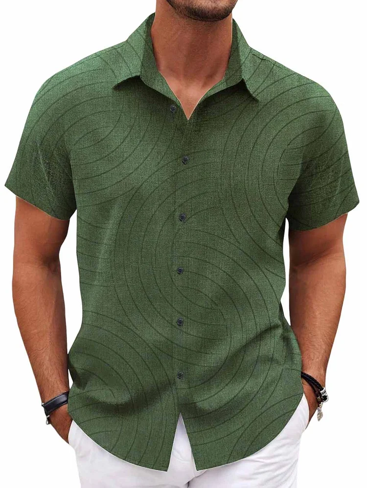 Men's Retro Comfortable Lapel Irregular Printed Short-Sleeved Shirt