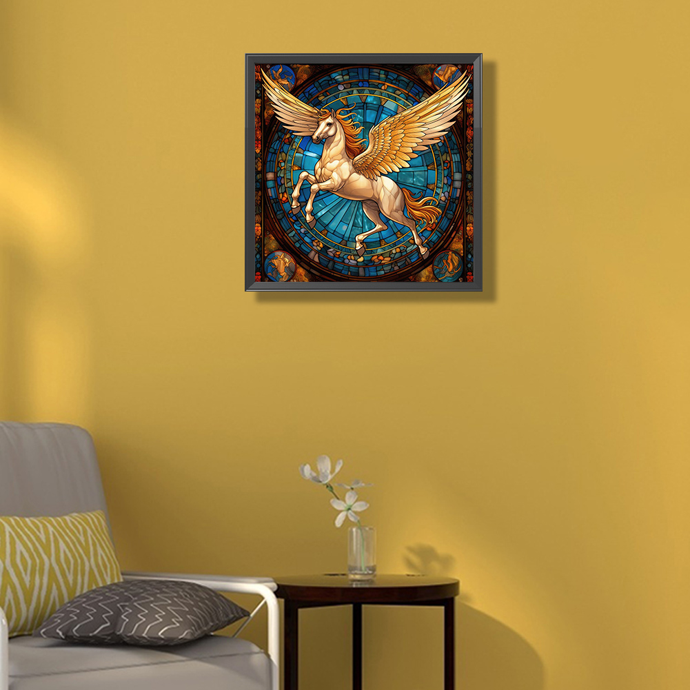 Pegasus Stained Glass - Full AB Round Drill Diamond Painting -  40*40CM(Picture)
