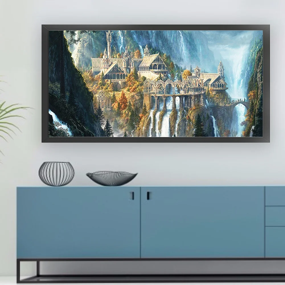 Castle Printed Cross Stitch Kit 80x40cm DIY 18CT Thread Art Needlework Decor