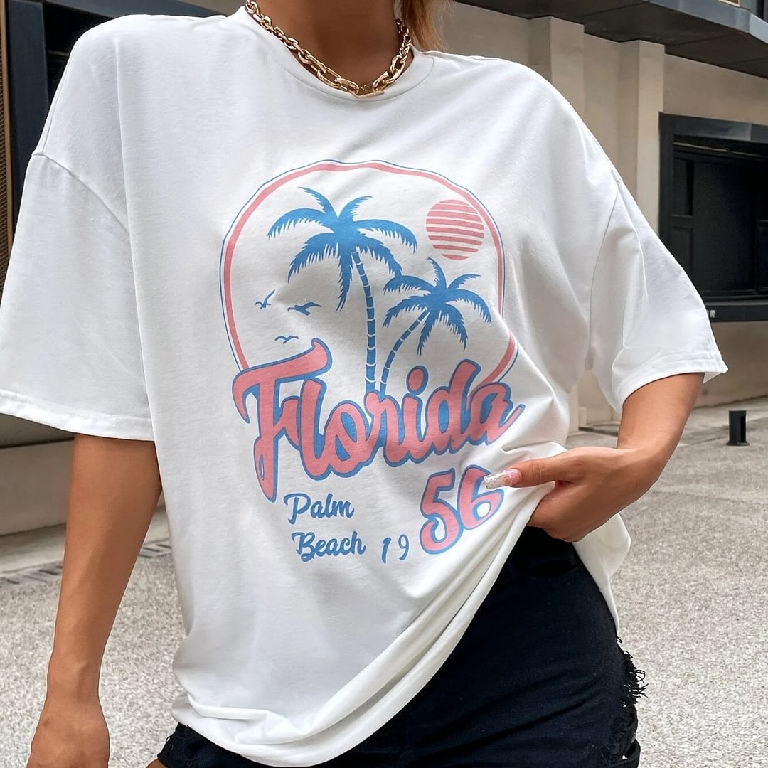 Women's Florida Palm Beach Cotton Oversized T-Shirt