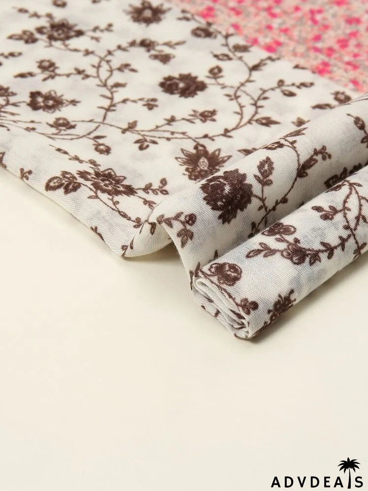 Floral Print Tassel Trim Scarf