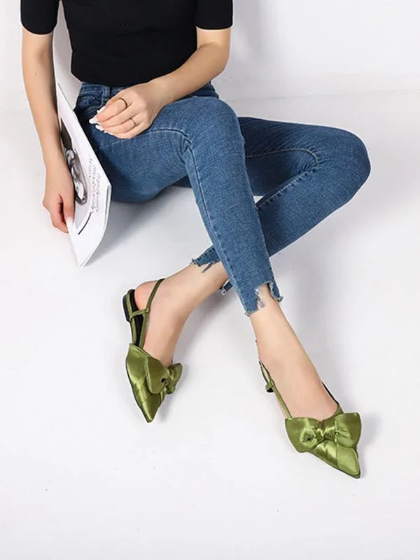 Fashion women's flat shoes with bow sandals