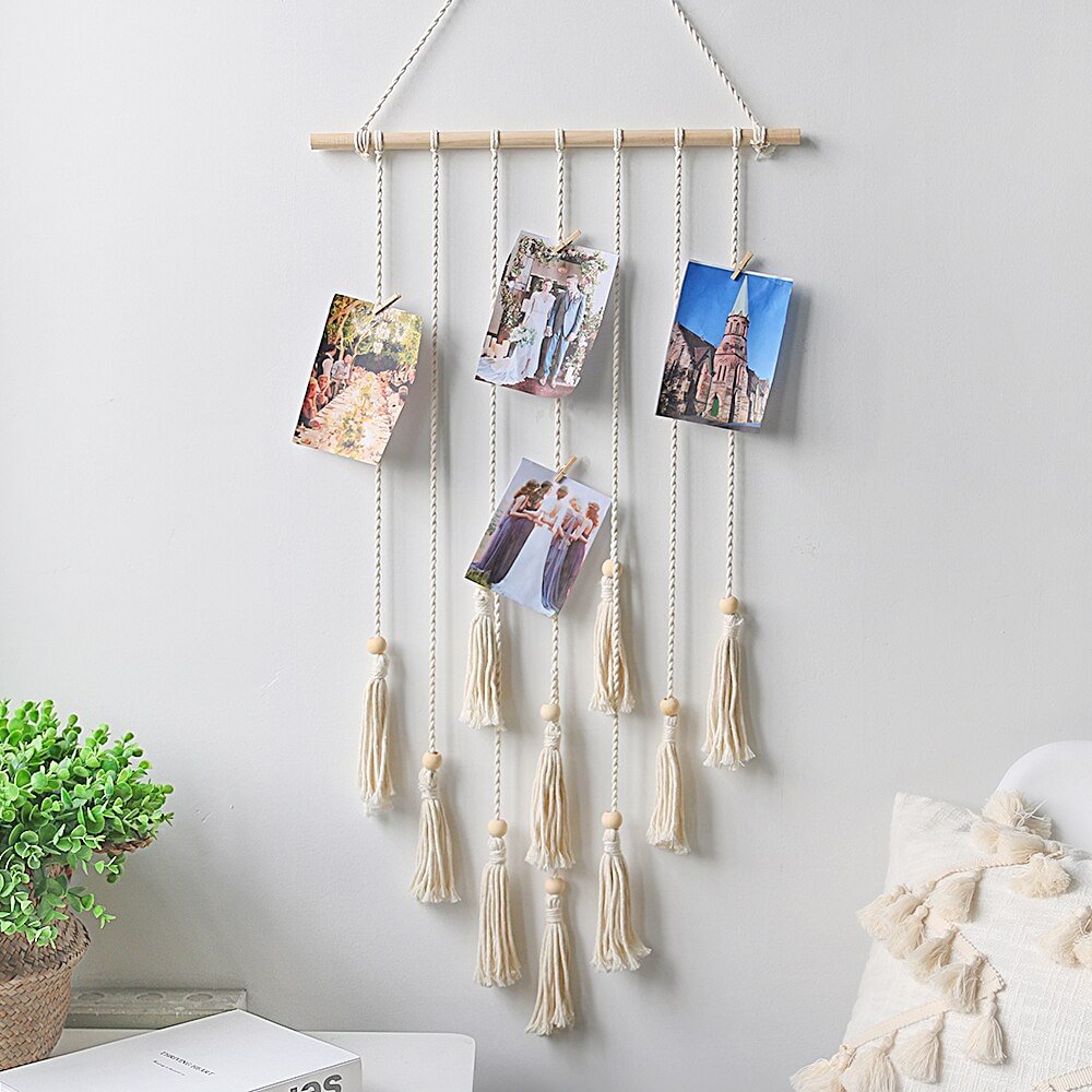 Photo Display Macrame Wall Hanging Hanging Wall Pictures Boho Home Decor Kids Baby Room Decoration Gift Friend And Family
