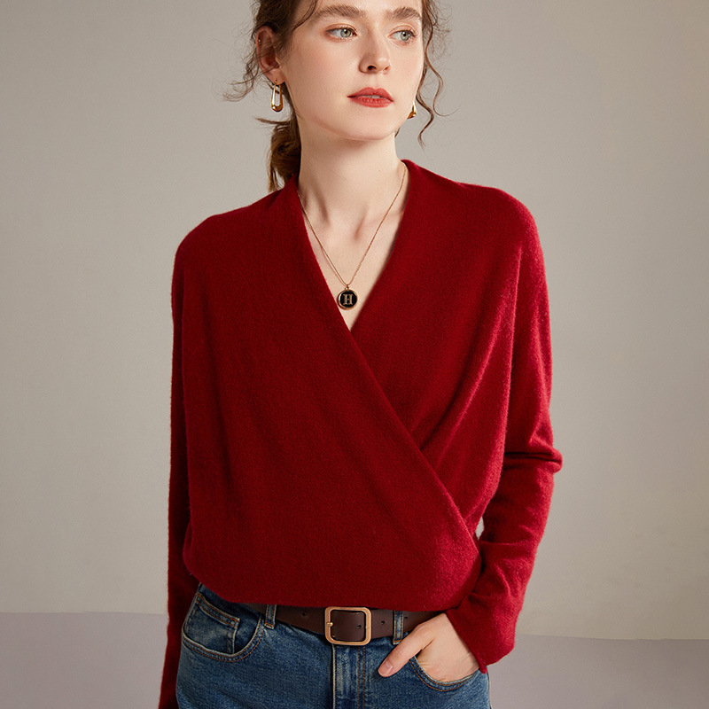 V Neck Slim Women's Cashmere Sweater REAL SILK LIFE