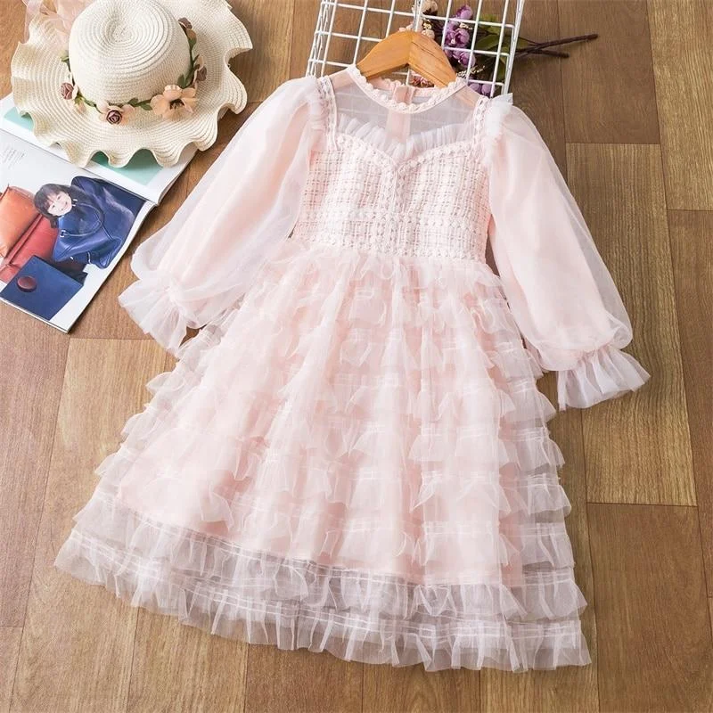 Long Sleeve Christmas Dress for Girls Party Wedding Dress Girl Princess Events Frocks Dresses Pageant Children New Year Costume