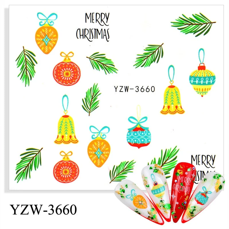 1pcs Autumn Winter Nail Sticker Robin Snow Flower New Year Halloween Christmas 3D Decals Nail Art Design Decor Accessories-Nail Inspo