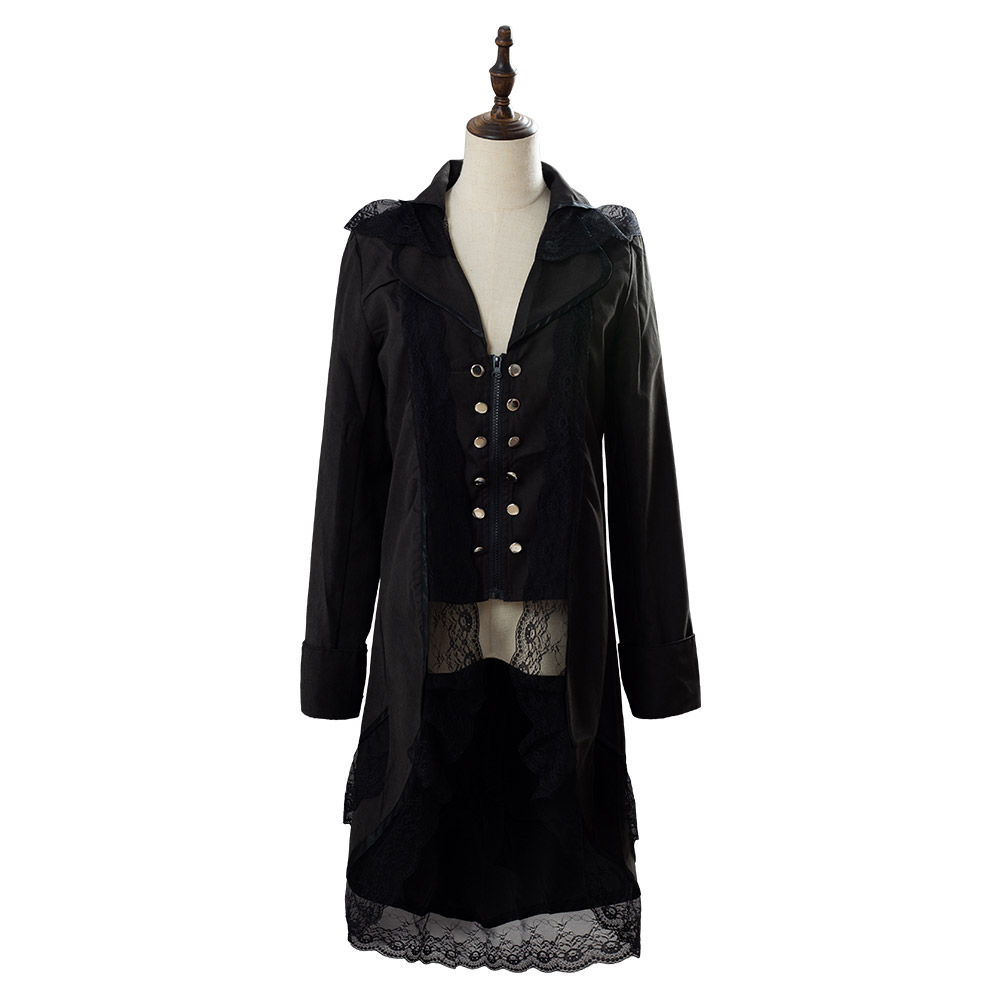 Steampunk Black Tailcoat Victorian Gothic Cosplay Costume Female Ver