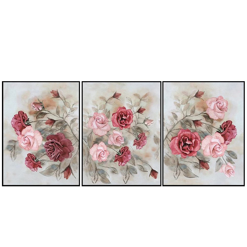 

3pcs Roses Triptych Floral - 11CT Stamped Cross Stitch - 108*40CM (Big Size), 501 Original