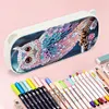 (US Local)Owl Pattern DIY Diamond Pencil Case Pens Brushes Accessories Travel Pencil Box
