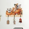 Wooden Halloween Pumpkin Elf 3 Hooks Diamond Painting Hook Rail DIY Craft Decor