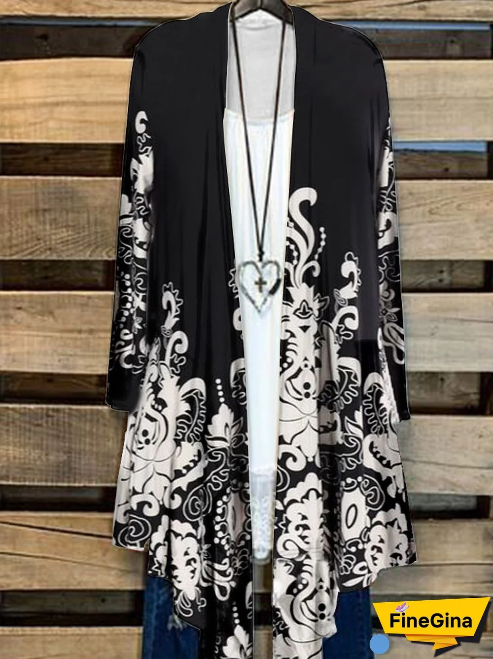 Women's Long Sleeve Casual Floral Printed Graphic Loose Cardigan Coat