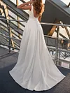 Elegant Satin Sleeveless Square-Neck Split-Side A-Line Wedding Maxi Dress