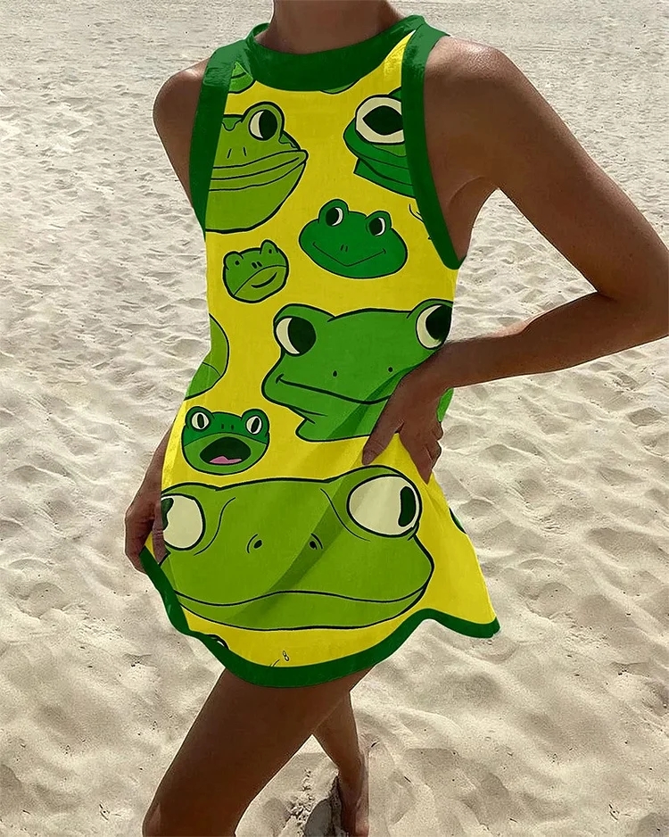 Frog Print Mini Dress