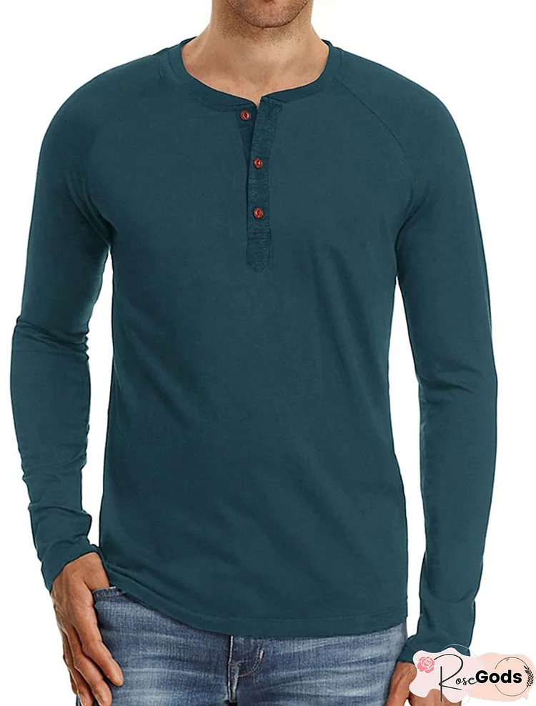 Men's Long Sleeve T-Shirt Solid Color Casual Top basic Non-Printing Shirt Soft Touch Daily Wear