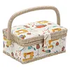 Wooden Sewing Kit Storage Box with Handle Sewing Kit Carrying Organizer with Removable Tray Large Capacity for Sew Mending Beginner Professional Gift