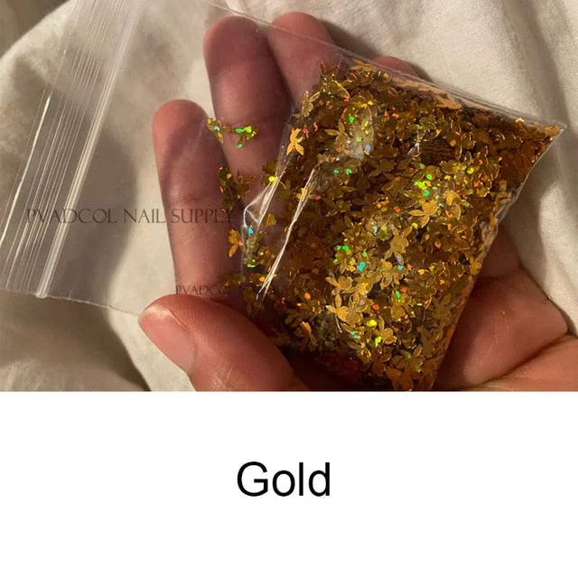 20g Rabbit Head Nail Glitter 3D Laser Holographic Nails Sequins Cute Bunny Sparkly Flakes Slices Acrylic Accessories Decoration-Nail Inspo