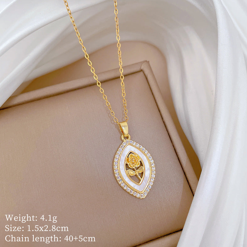 Copper Micro-Inlaid Cross Fashionable And Gorgeous Full Diamond Necklace For Women All-Match Clavicle Chain Titanium Steel