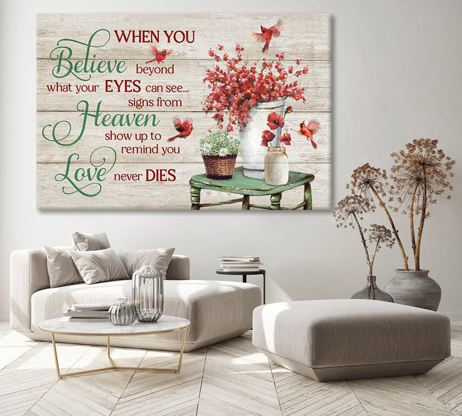 Believe Heaven Love  Canvas Wall Art